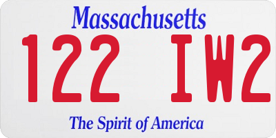 MA license plate 122IW2