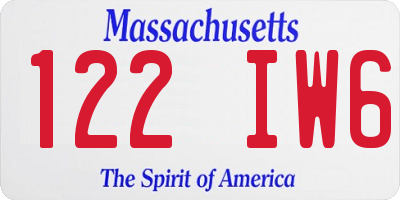 MA license plate 122IW6
