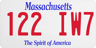 MA license plate 122IW7