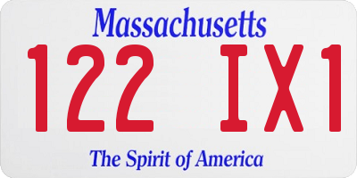 MA license plate 122IX1
