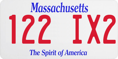 MA license plate 122IX2
