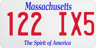 MA license plate 122IX5