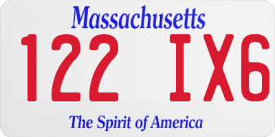 MA license plate 122IX6