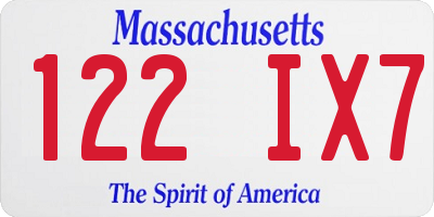 MA license plate 122IX7