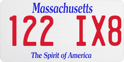 MA license plate 122IX8