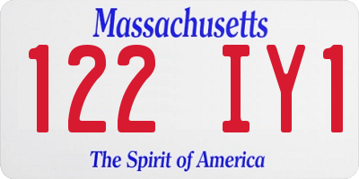 MA license plate 122IY1