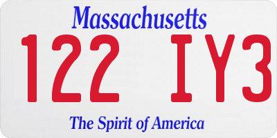MA license plate 122IY3