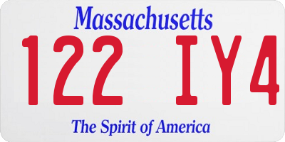 MA license plate 122IY4