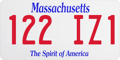 MA license plate 122IZ1