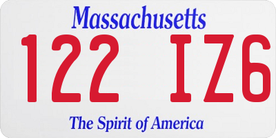 MA license plate 122IZ6