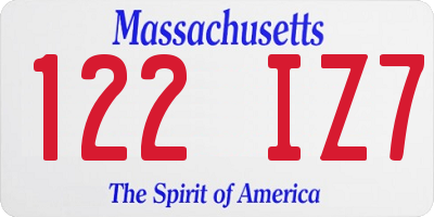 MA license plate 122IZ7