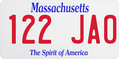 MA license plate 122JA0
