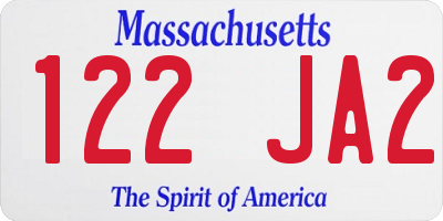 MA license plate 122JA2
