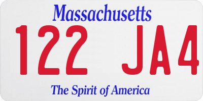 MA license plate 122JA4