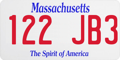MA license plate 122JB3