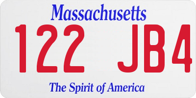 MA license plate 122JB4