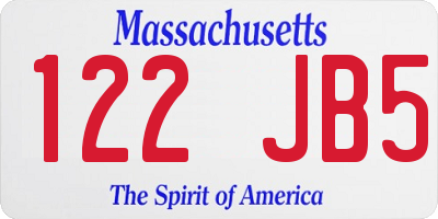 MA license plate 122JB5
