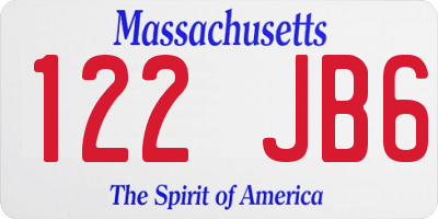 MA license plate 122JB6