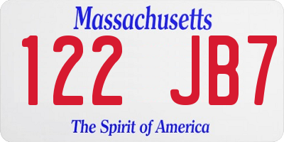 MA license plate 122JB7