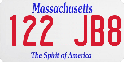 MA license plate 122JB8