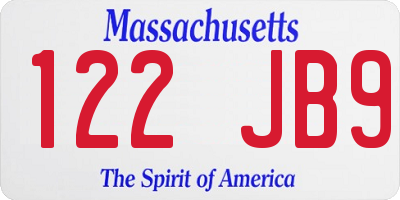 MA license plate 122JB9