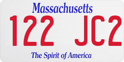 MA license plate 122JC2