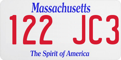 MA license plate 122JC3