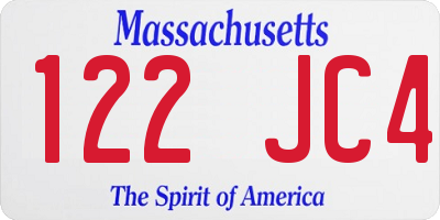MA license plate 122JC4