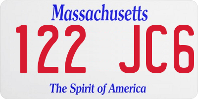 MA license plate 122JC6