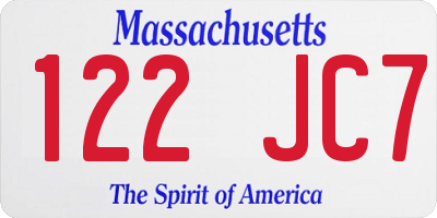 MA license plate 122JC7