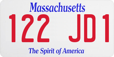 MA license plate 122JD1