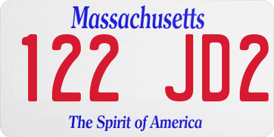 MA license plate 122JD2