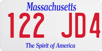 MA license plate 122JD4