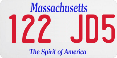 MA license plate 122JD5