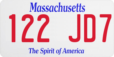 MA license plate 122JD7