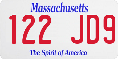 MA license plate 122JD9