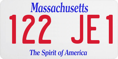 MA license plate 122JE1