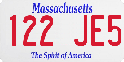 MA license plate 122JE5