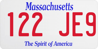 MA license plate 122JE9