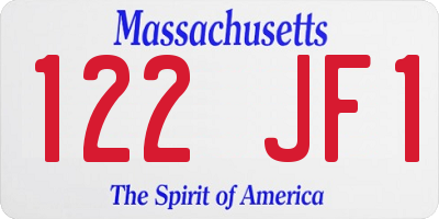 MA license plate 122JF1