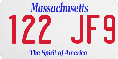 MA license plate 122JF9