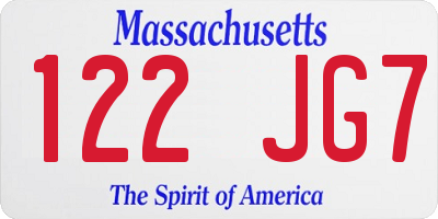 MA license plate 122JG7