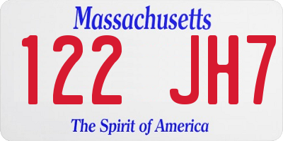 MA license plate 122JH7