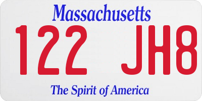 MA license plate 122JH8