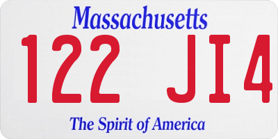 MA license plate 122JI4