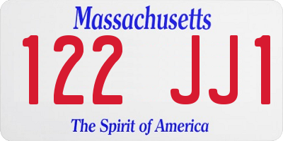 MA license plate 122JJ1