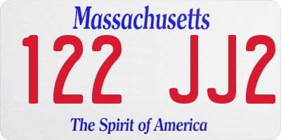 MA license plate 122JJ2