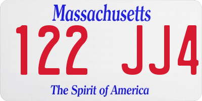 MA license plate 122JJ4