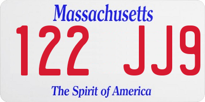 MA license plate 122JJ9