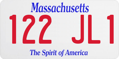 MA license plate 122JL1